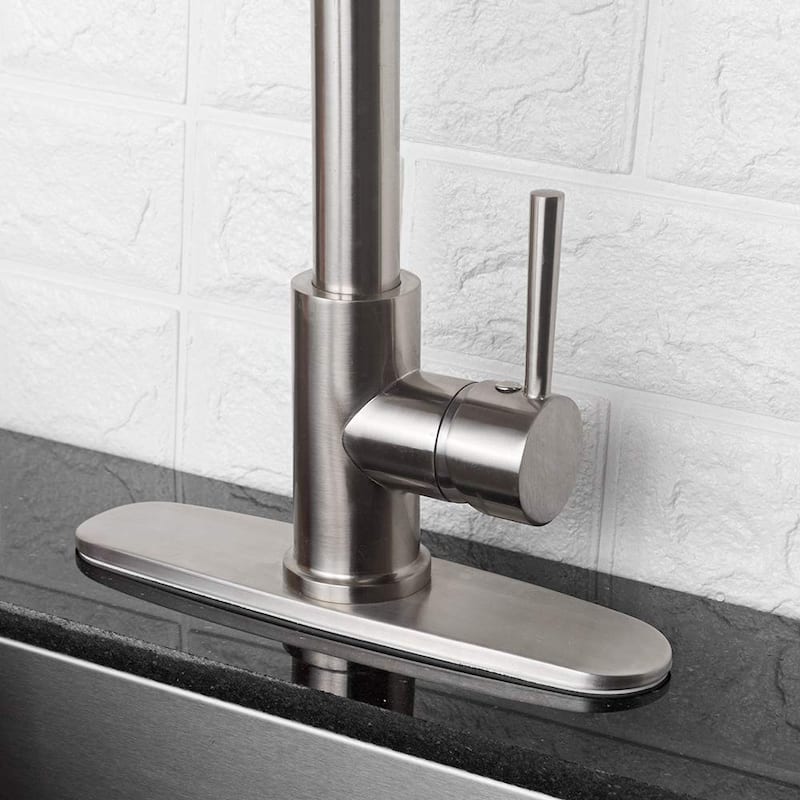 Single-Handle Pull-Out Sprayer Kitchen Faucet in Brushed Nickel - Faucet Height :19.25" Spout Height :9.28"
