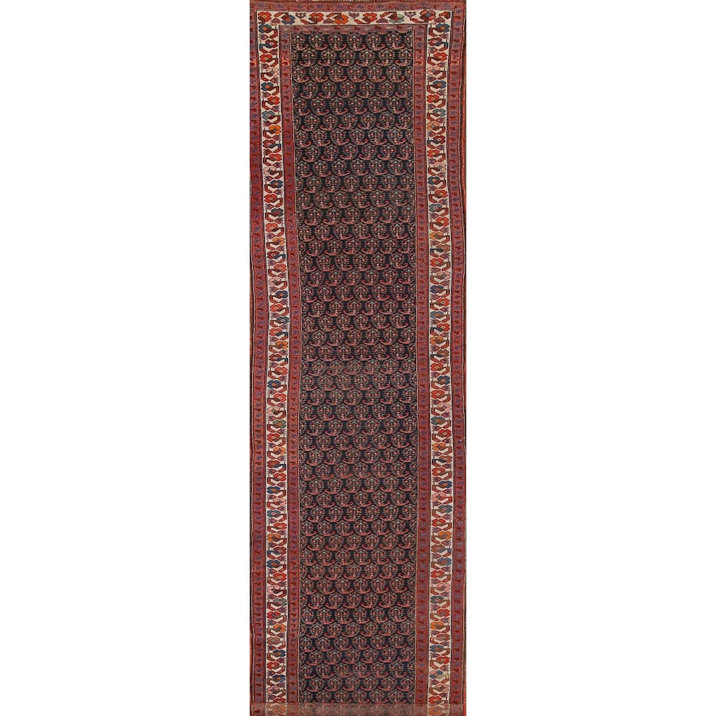Pre-1900 Antique Malayer Persian Runner Rug Hand-Knotted Wool Carpet - 3'6"x 16'1"