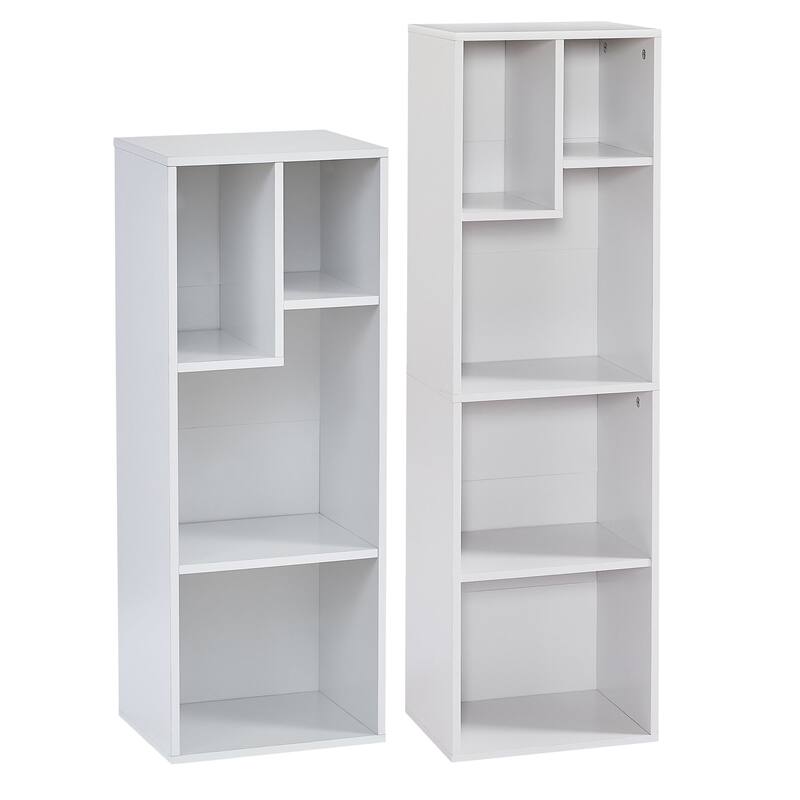 VECELO 3-Tier Bookcase and 4-Tier Bookcase set, Modern & Contemporary Wooden Bookshelf sets(set of 2) - White(set of 2)