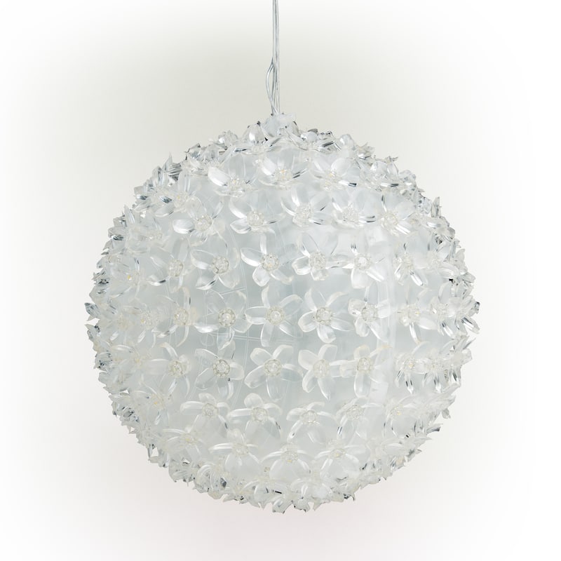 Alpine Corporation 8"H Indoor/Outdoor Christmas Flashing Sphere Hanging Ornament with LED Lights