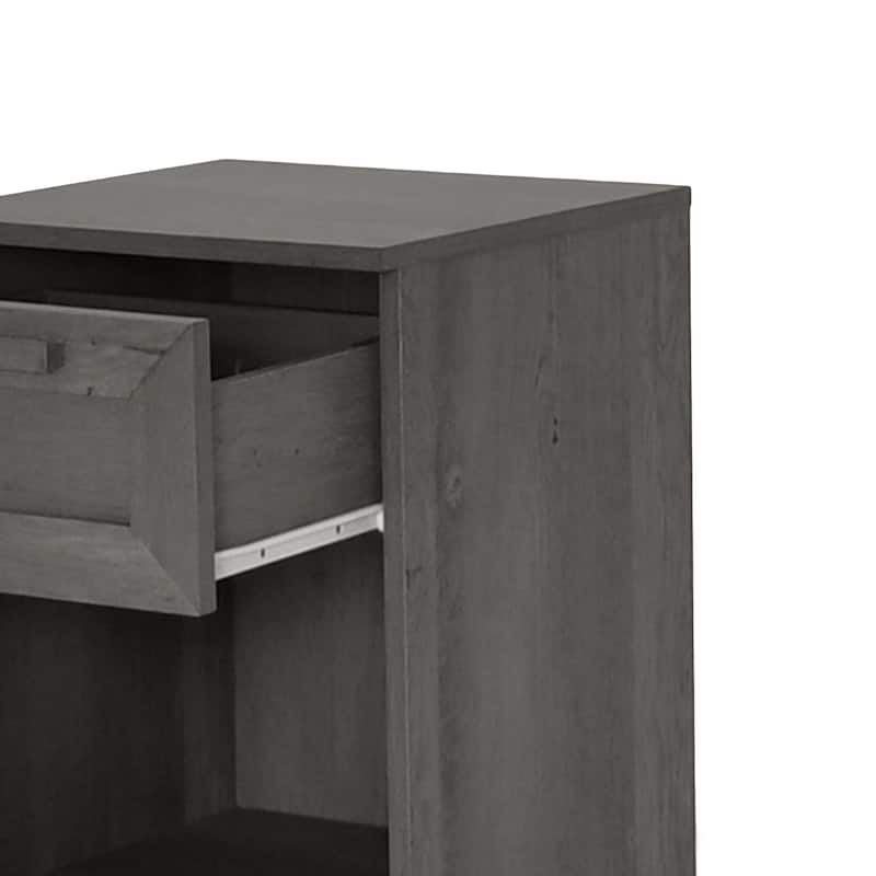 Nightstand with Single Drawer and Handles, Decorative Table with Bottom Shelf, Bedroom Coffee Table with Wooden Tabletop
