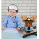 preview thumbnail 6 of 4, DolliBu Brown Sitting Moose Police Officer Plush Toy with Cop Uniform - 10 inches