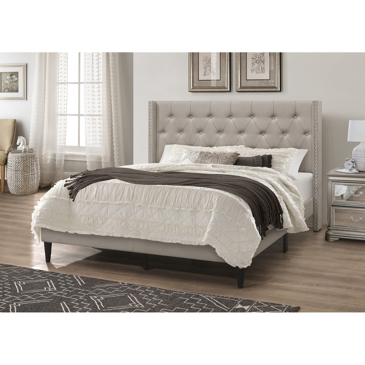 Herman queen on sale upholstered standard bed