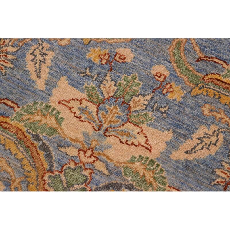 Bohemian Ziegler Spauldin Blue Gold Hand-knotted Wool Rug - 8'9