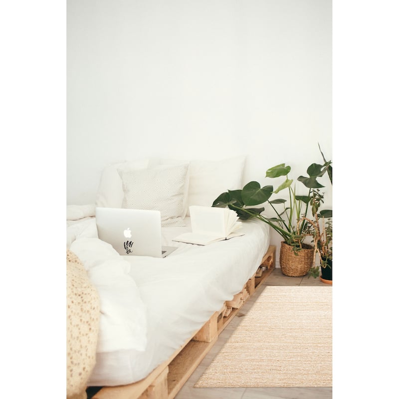 ECARPETGALLERY Braid weave Sienna Beige Wool Rug - 5'1 x 7'10