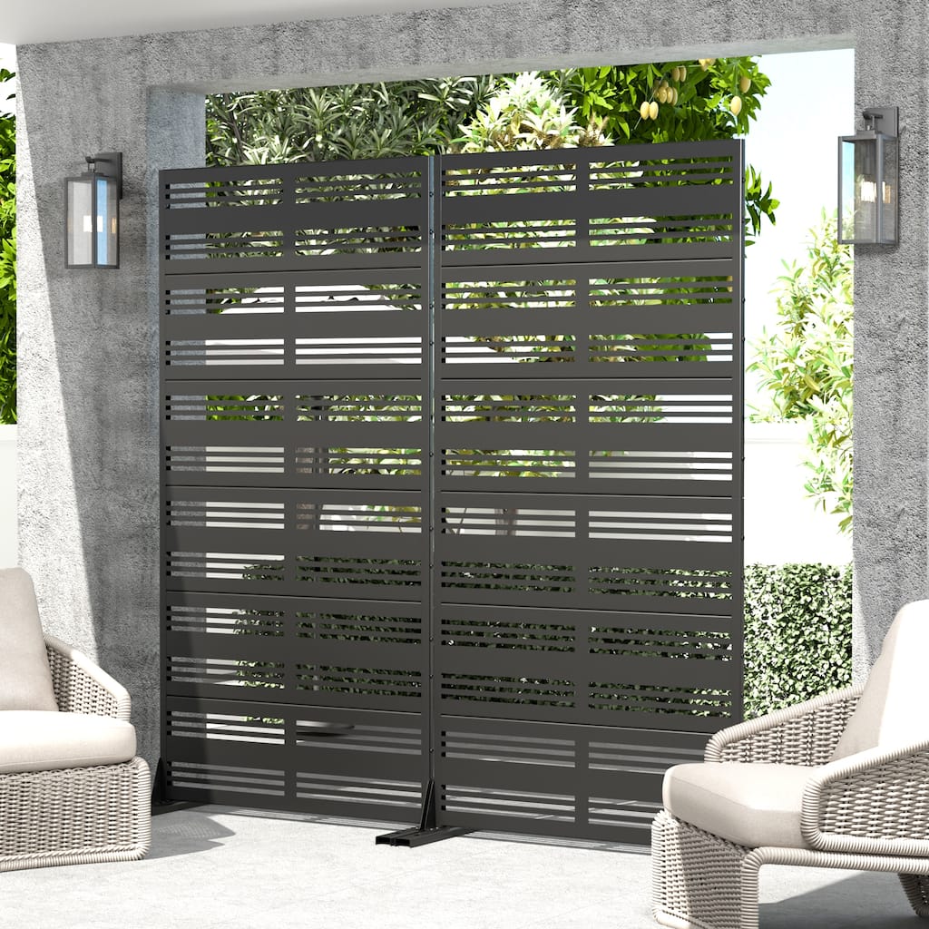 Dovelina 6ft.Outdoor Freestanding Metal Privacy Screen Decorative Garden Fence - 72"x35"