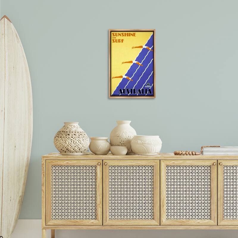 Stupell Sunshine & Surf Australia Framed Floater Canvas Wall Art Design By Marcus Jules