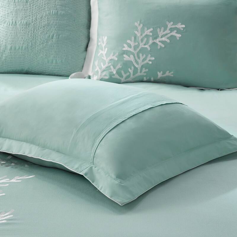 Oversized Cotton Jacquard Comforter Set Aqua King