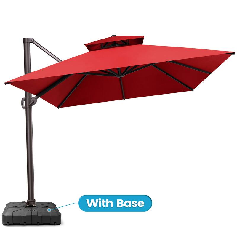 Crestlive Outdoor 13 x 10ft 360-degree Rotation Patio Cantilever Umbrella with Base