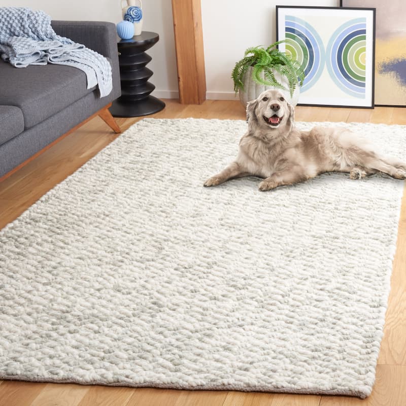SAFAVIEH Handmade Natura Lorelies Textured Wool Rug - 2'3" x 8' Runner - Green/Ivory