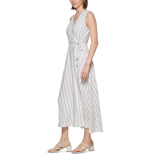 chinese dress ladies Calvin Klein Striped Maxi Dress- Size 2  The Saved Collection