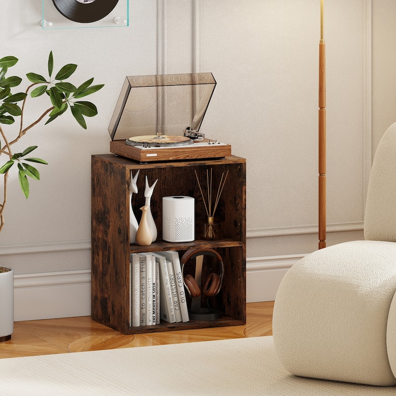 Gymax 2-Cube Bookcase w/ 5-Position Adjustable Shelf Anti-Toppling