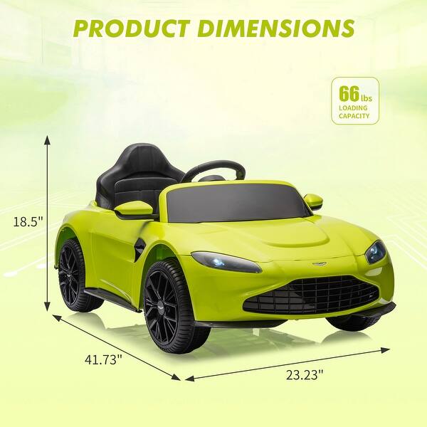 dimension image slide 3 of 5, 12V Ride on Car for Kids Licensed Aston Martin with Remote Control
