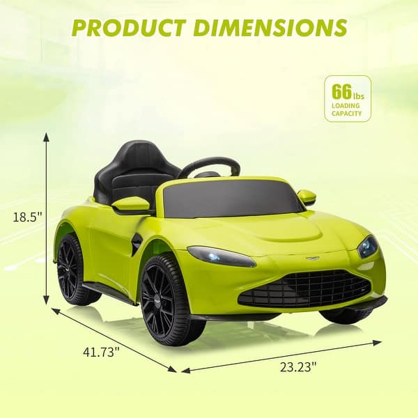dimension image slide 0 of 5, 12V Ride on Sports Car for Kids Licensed Aston Martin Battery Powered Car