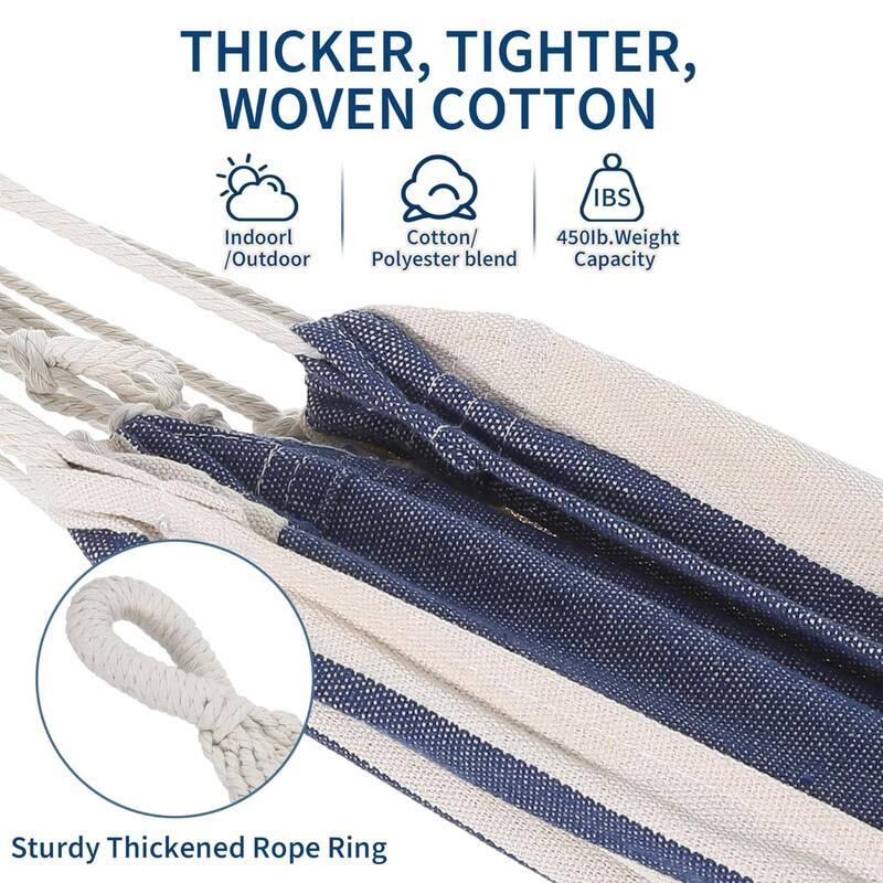 450lb Large Capacity Double Hammock with Steel Stand with Carry Bag for Patio Backyard Poolside