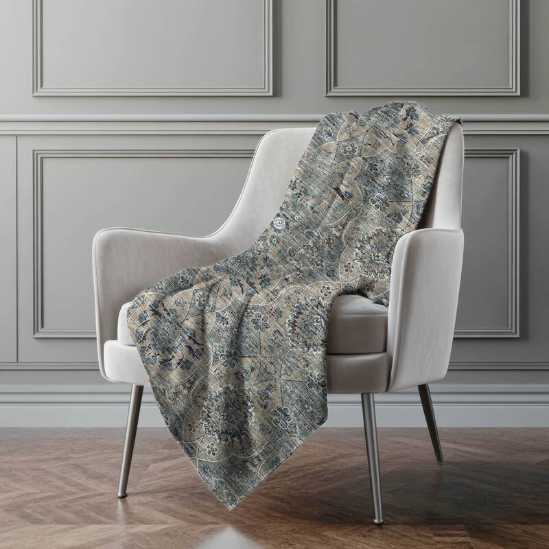 Premium Machine Washable ASB95 Traditional Persian Sherpa Throw Blanket