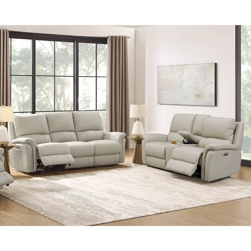 Hydeline Erindale Zero Gravity Power Recline and Headrest Top Grain Leather Sofa and Loveseat