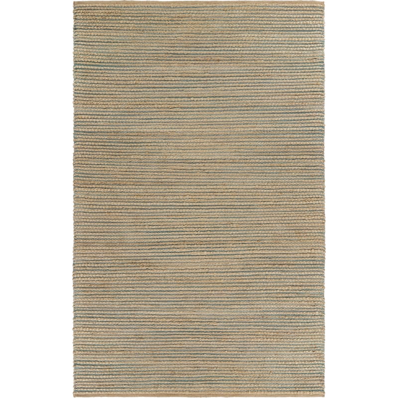 Sevita Organic Jute Woven Area Rug, Natural and Blue