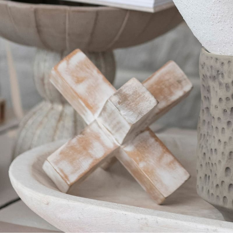 Decorative Mango Wood Jack Cross Design - 6.0"L x 6.0"W x 6.0"H