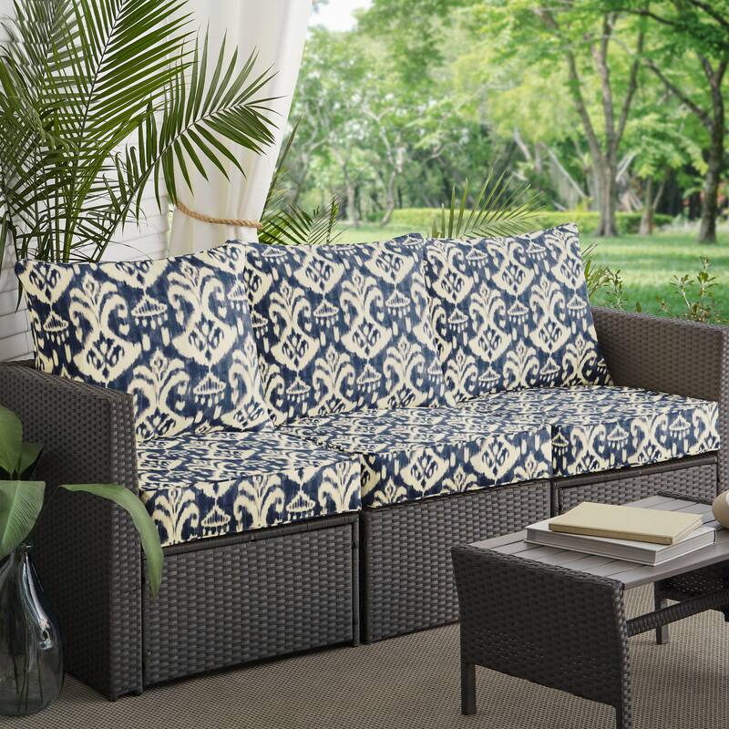Rainford II Indigo/ Cream Indoor/Outdoor Corded Pillow and Cushion Sofa Set
