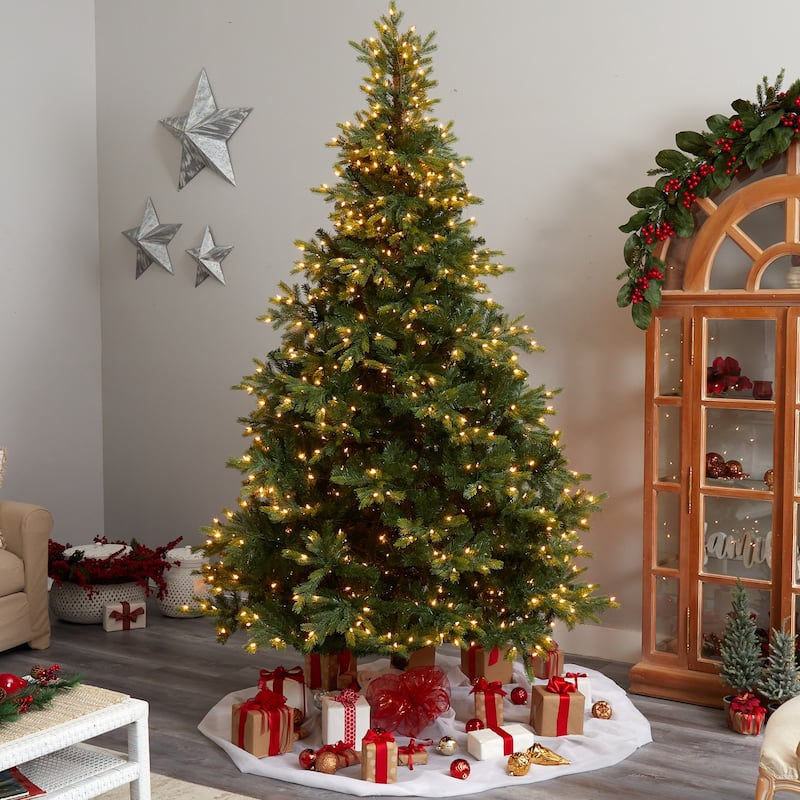 9ft. Spruce Artificial Christmas Tree with 750 Clear Lights & 1912 Branches - Majestic Seasonal Holiday X-Mas Tree