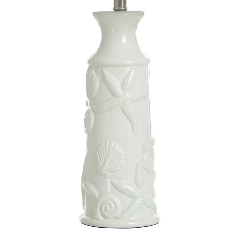 Ceramic Table Lamp - Glazed Finish - Light Grey Shade