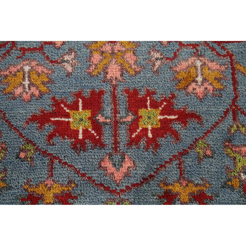 Blue Floral Oushak Indian Accent Rug Handmade Wool Carpet - 2'10"x 4'11"