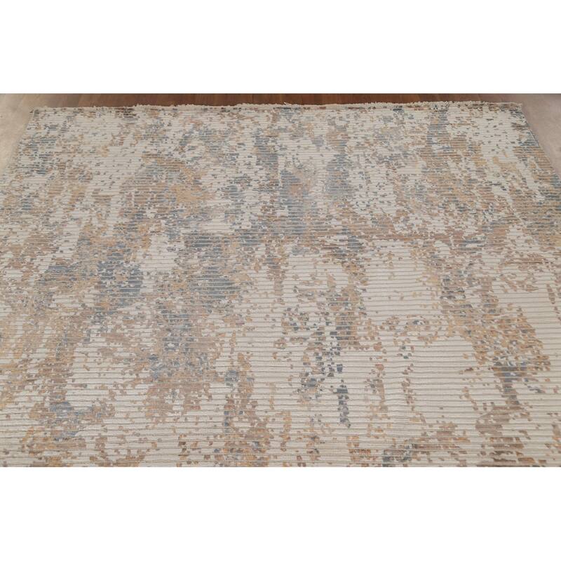 Modern Area Rug Hand-Knotted Abstract Wool Carpet - 6'7"x 9'8"