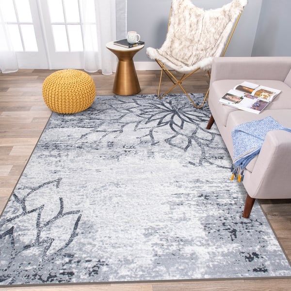 Shop Modern Floral Abstract Non Skid Area Rug Overstock 31640531
