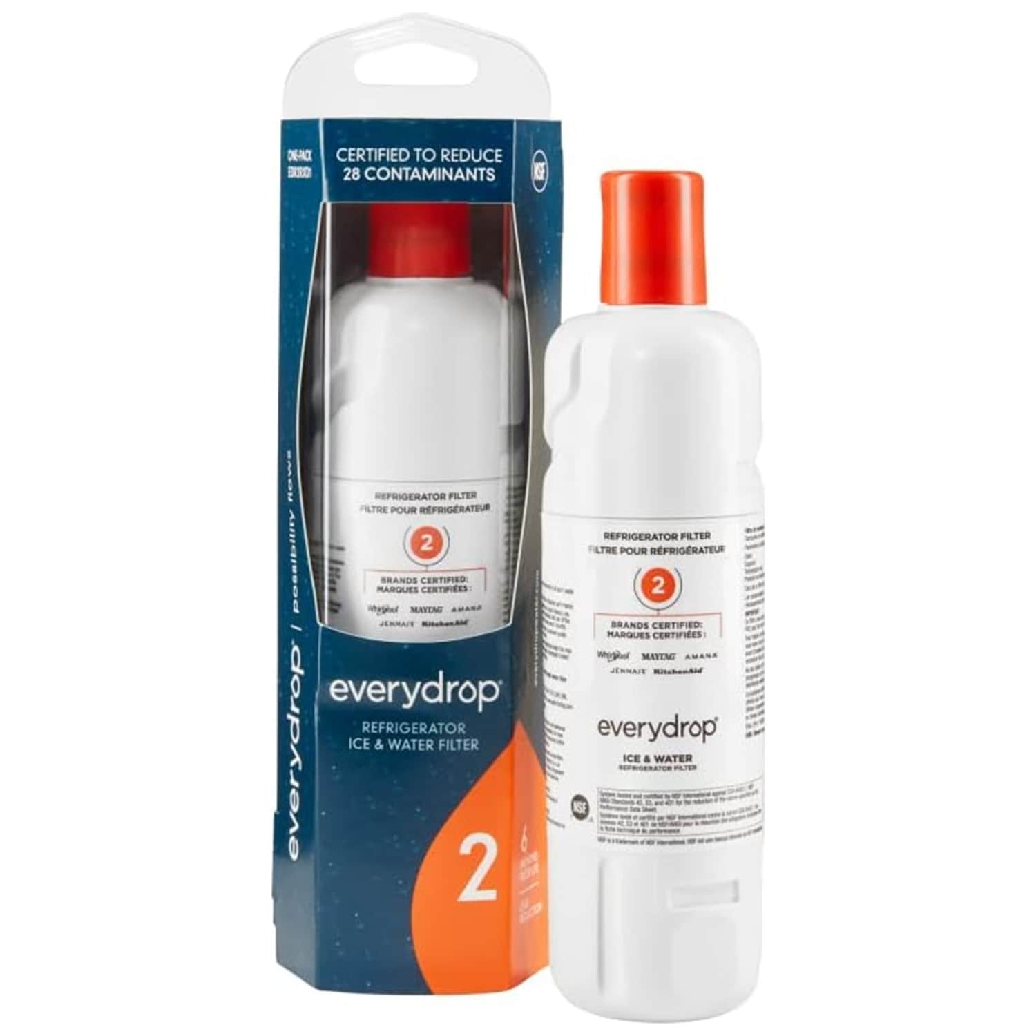 2 Pack Everydrop by Whirlpool's Ice and Water Refrigerator Filter 2, EDR2RXD1