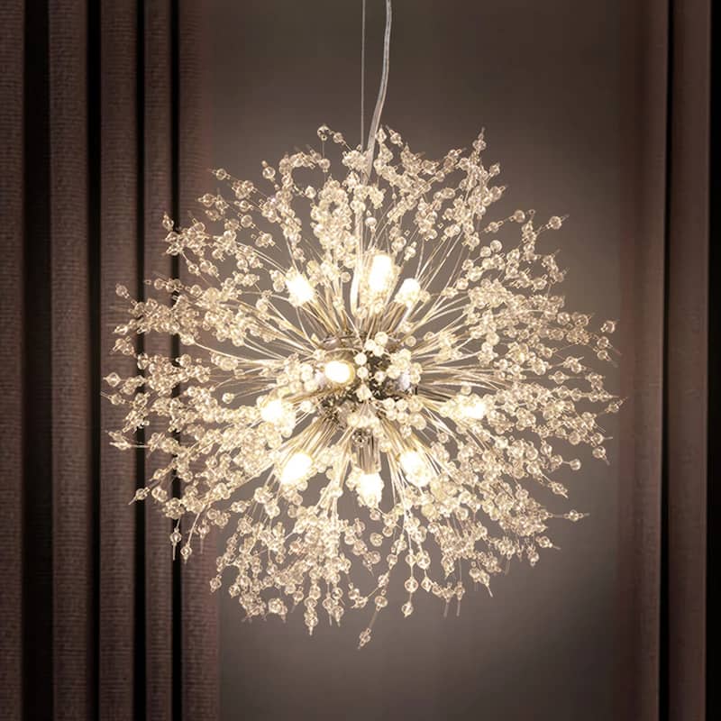 9-Light Modern Glam Crystal Firework Sputnik Ceiling Light Dandelion Starburst Chandelier