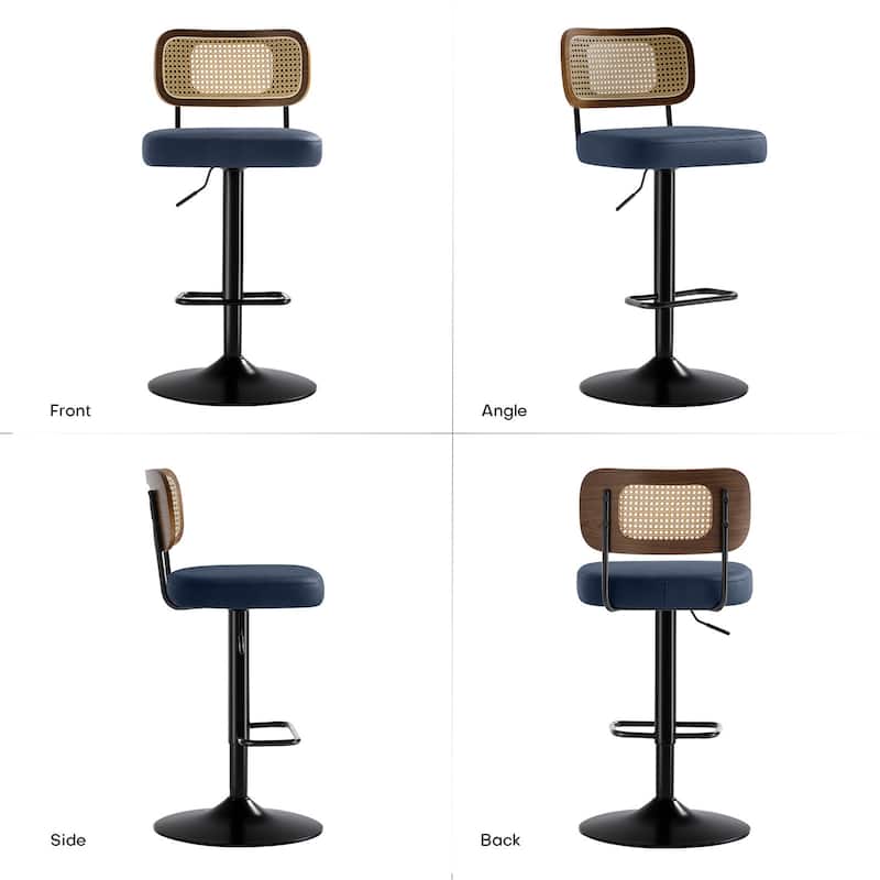 Adjustable Height Swivel Bar Stools with Back and Footrest - 17.7"W x 15.75"D x 35"-42.9"H