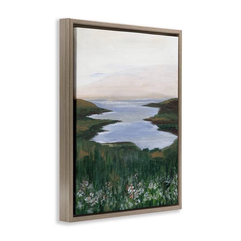 Stupell Peaceful Greenery by Lake Framed Floater Canvas Wall Art Design By Nikita Jariwala