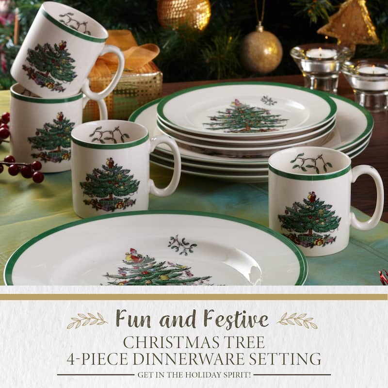 Spode Christmas Tree 4 Piece Place Setting - 11.2" L x 3.5" W x 11.2" H