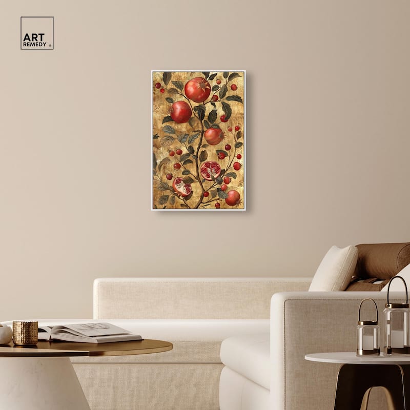 Golden Pomegranate Canvas by Art Remedy