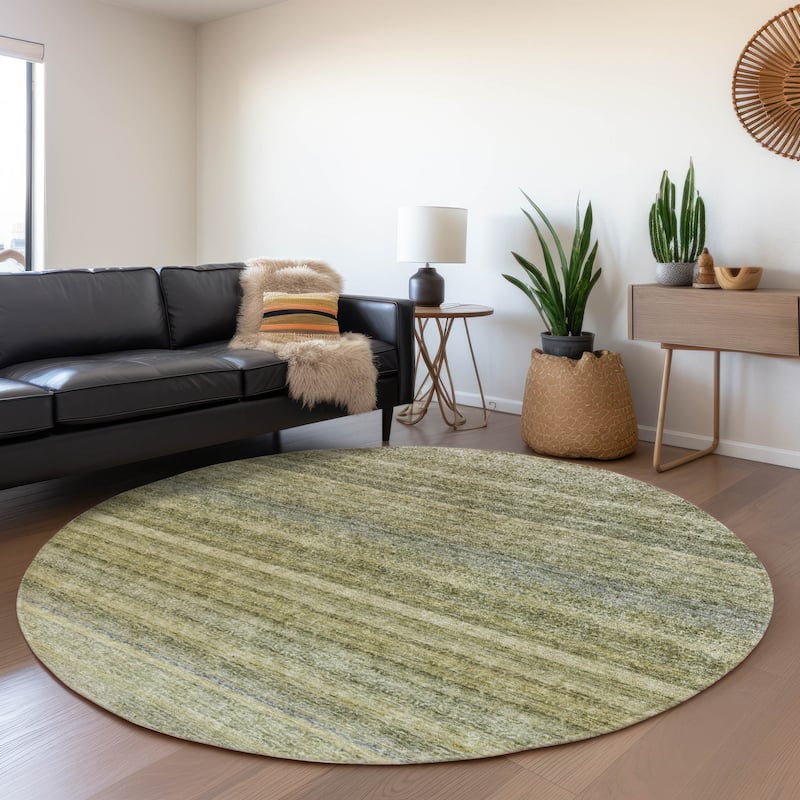 Machine Washable Indoor/ Outdoor Ombre Solid Chantille Rug - Aloe - 8' x 8'
