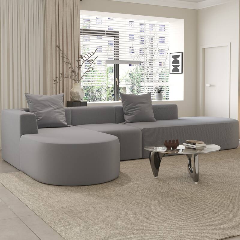 Boneless Modular L-shaped Sectional Sofa with Chaise and Deep Seating
