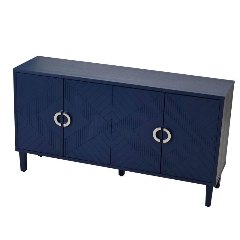Unique Stylish 4-Door Storage Cabinet with Pine Legs Sideboard Buffets