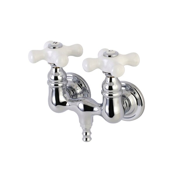 Kingston Brass AE40T Vintage Wall Mounted Clawfoot Tub Filler with Ceramic Cross Handles - Polished Chrome