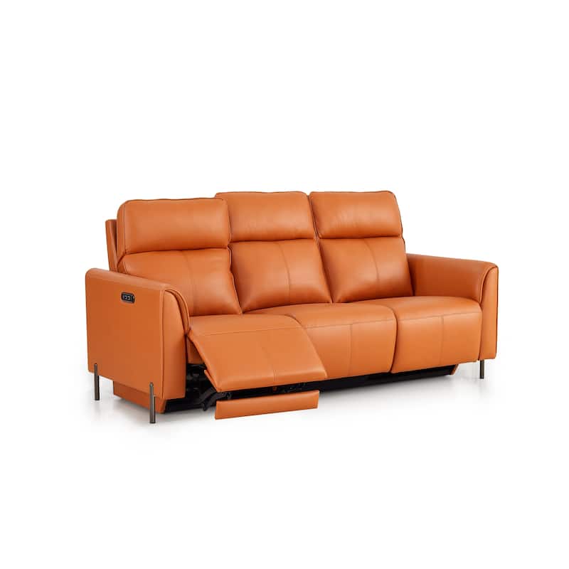 Modern Leather Reclining Sofa with Power Recliners and Head Control