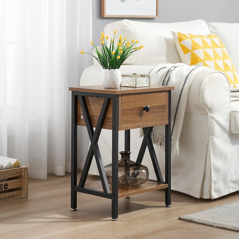 VECELO Mid Century Modern Nightstand with Storage Shelves, Set of 2 Nightstands, End Table/Side Table