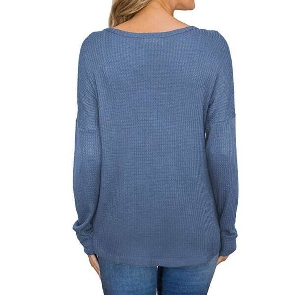 TOTOD Women Waffle Tunic Tops Summer Short Sleeve Crewneck Twist Knot Knit Cute Blouse Solid T Shirt