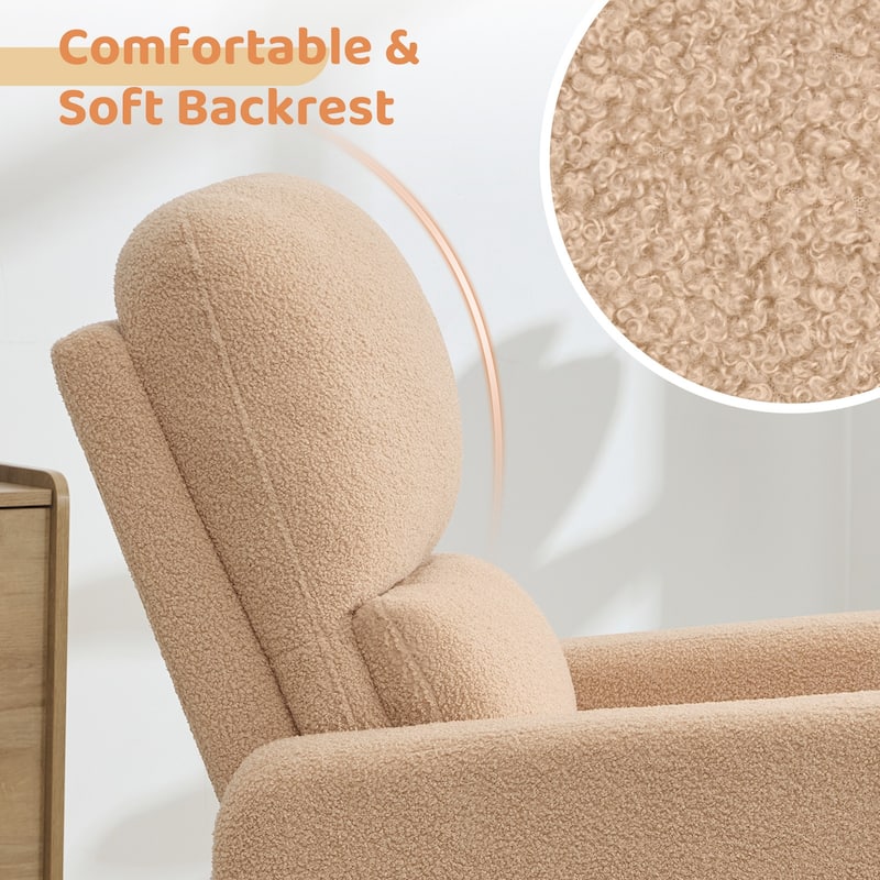 Swivel Manual Recliner Chair Teddy Fabric Nursery Glider Rocking Recliner Set of 2