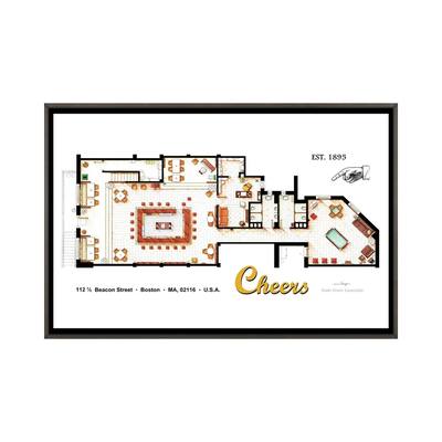 iCanvas "The Bar From Cheers" by TV Floorplans & More Framed