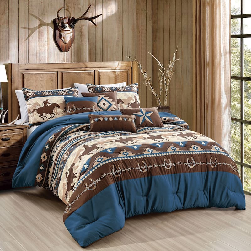 Shatex Magna 7 Pieces Bedding Comforter Set All-season Reversible Bed in a Bag