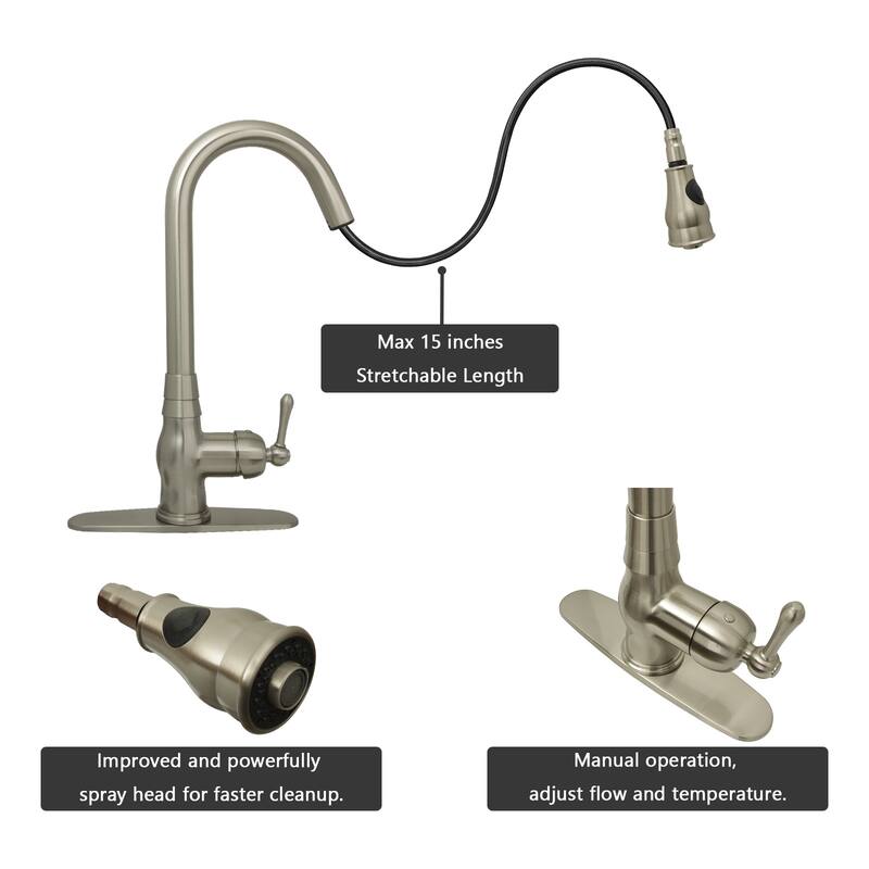 Copper Kitchen Faucet with Single Handle and Pull Down Sprayer