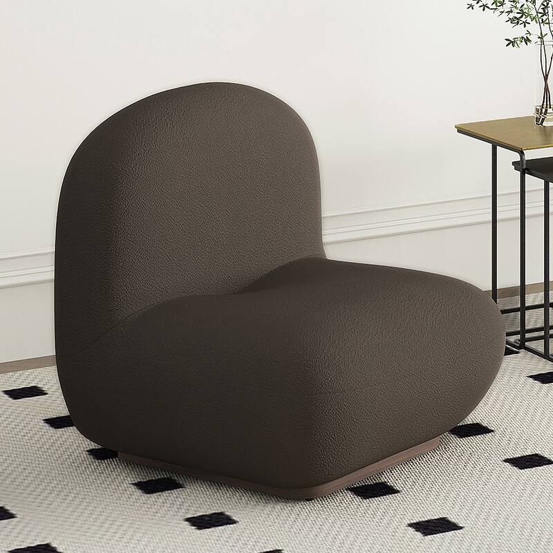 Contemporary Boucle Fabric Accent Chair - Ivory