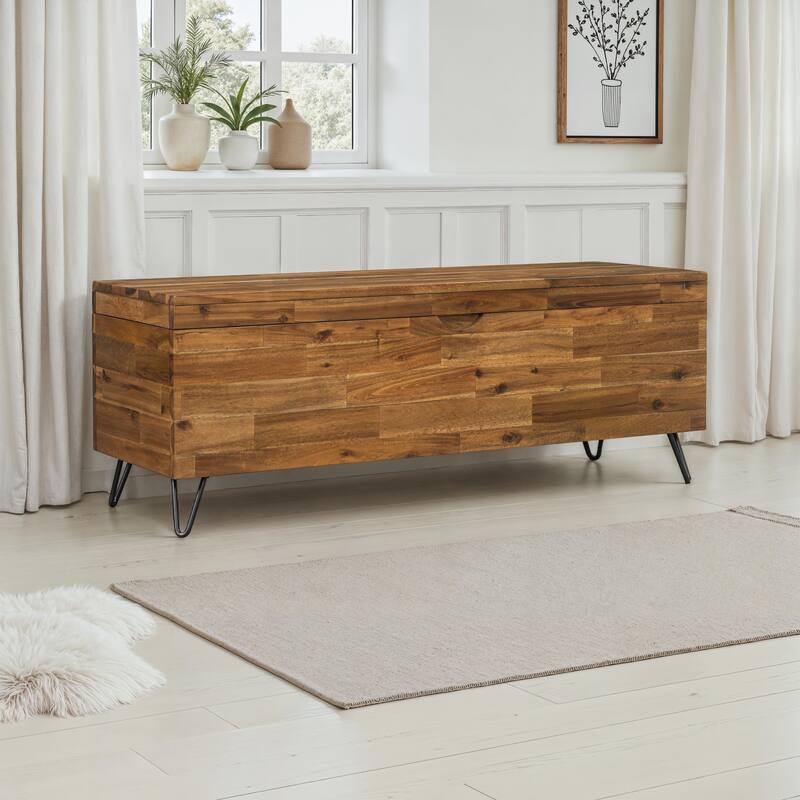 Hailey Acacia Wood 46-inch Storage Bench