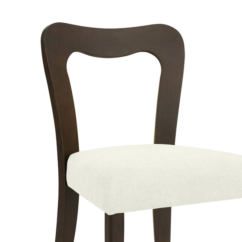 Set of 2 Modern Dining Chairs with Rubberwood Frame and Upholstered Seats - Open Back Armless Design