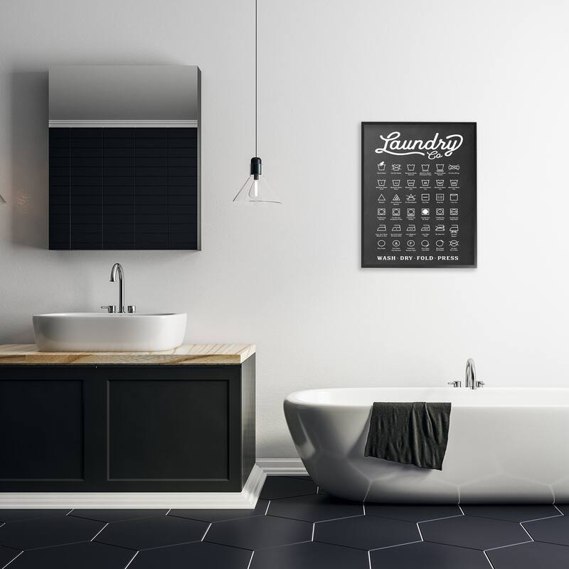 Stupell Laundry Business Symbols Chart Simple Shapes Framed Giclee Texturized Art by Lettered and Lined
